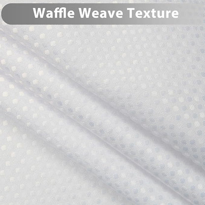 GICDSU No Hook Shower Curtain with Snap in Liner, Waffle Shower Curtain Set for Bathroom, Hotel Style with Semi-Sheer Top Window, Waterproof & Washable, White, 59" W x 75" L
