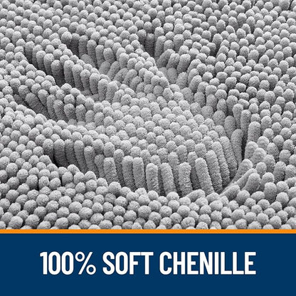 OLANLY Bathroom Rugs 32x20, Extra Soft Absorbent Chenille Bath Rugs, Rubber Backing Quick Dry, Machine Washable Bath Mats for Bathroom Floor, Tub and Shower, Home Decor Accessories, Grey