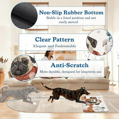 Chirstmas Dog Coffee Dog Cat Food Mat–Absorbent Waterproof Placemat for Food and Water Bowls, Non Slip Rubber Backing, Feeding Mat for Clean Floors 16"x24"