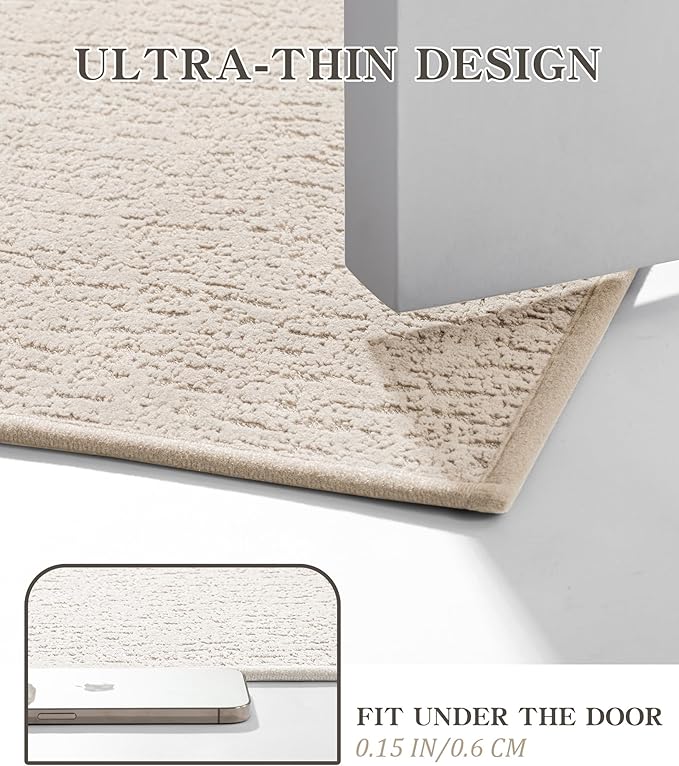 chakme Bathroom Rugs Mat 47x24, Ultra Thin Non Slip Bath Mat Quick Dry Absorbent Bath Mat for Bathroom Floor, (Light Beige, 47"x24")