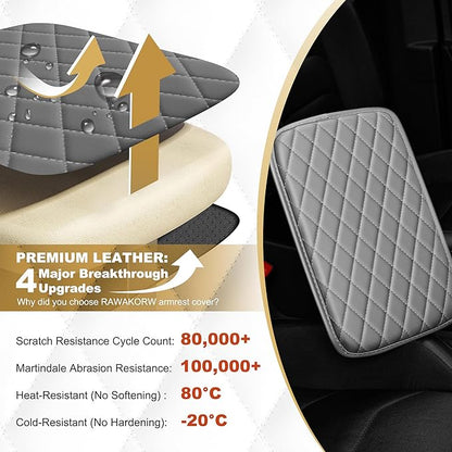 Center Console Cover Fit for RDX: Scratch and Wear Resistant Console Cover Leather with 2 Storage Bags -Upgraded Armrest Coverfor Car,Anti-Scratch Auto Armrest Pad Accessory （Black