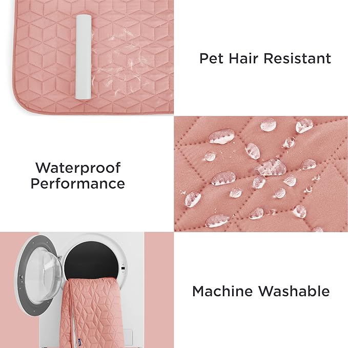 Bedsure 100% Waterproof Couch Cover for Dogs Washable - Non Slip Waterproof Blanket Large for Bed Sofa, Lightweight Furniture Protector Durable for Pet Cat Puppy with Non-Slip Bottom, Pink, 52x82IN
