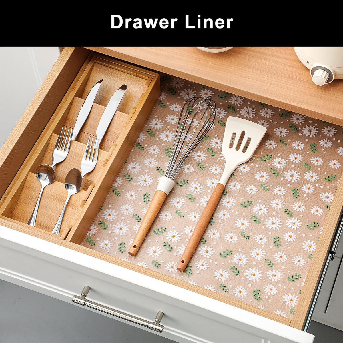 Cooyes Shelf Liner – Premium Non-Adhesive Cabinet & Drawer Liner for Kitchen – Waterproof Shelf Paper with Modern Pattern – Durable EVA Cabinet Mat – Easy to Cut (23.6" W x 360" L)
