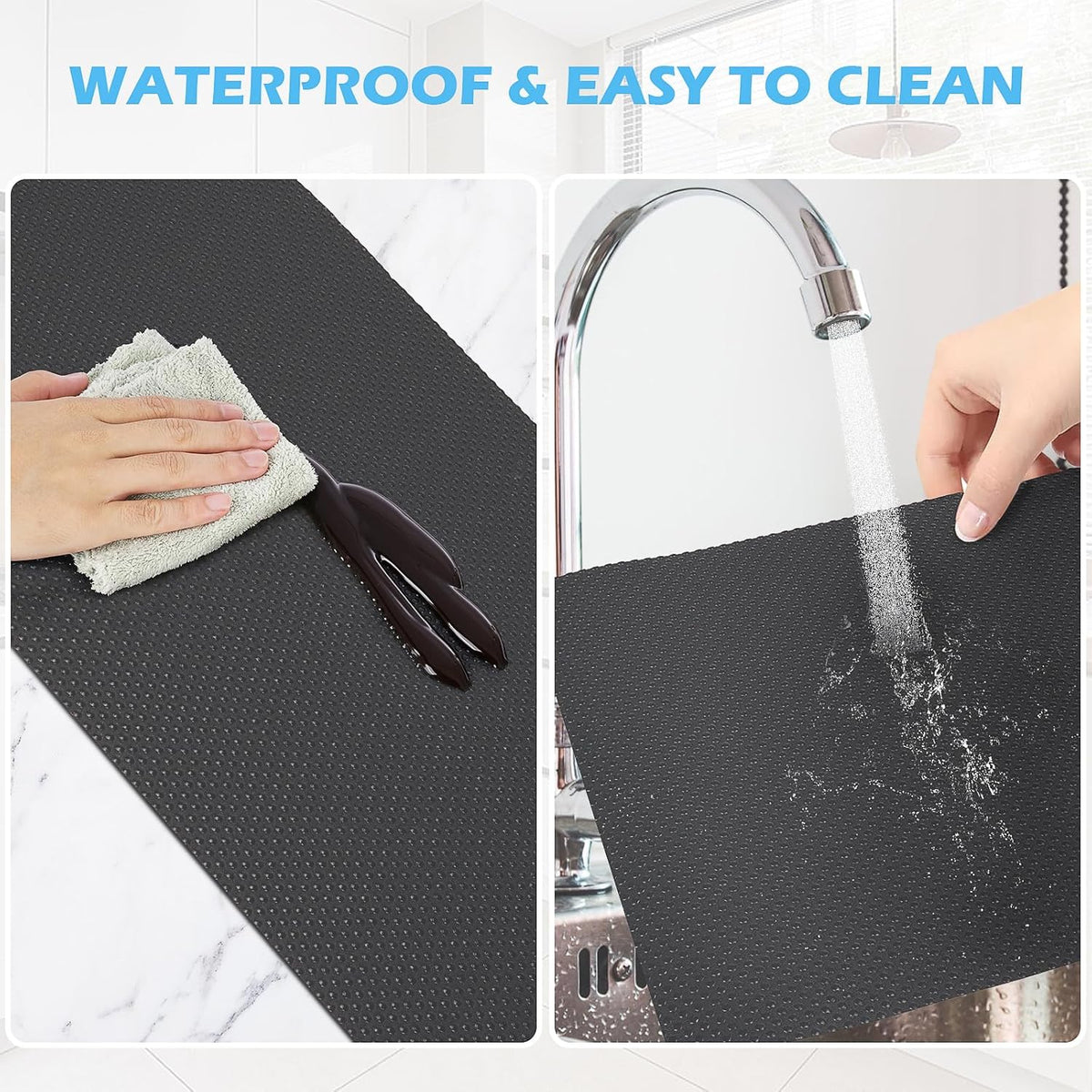 Drawer Liners, Waterproof Shelf Liner, Anti-Slip Non-Adhesive BPA Free Kitchen Cupboard Cabinet Liner Refridge Fridge Mats Sink Protector Strong Durable for Home (Grey/19.7in x 20Ft)