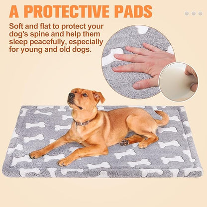 BEAUTYZOO Dog Bed Crate Pad 42 x 28 inch, Washable Dog Crate Mat for X-Large Sized Dogs, Anti-Slip Pet Crate Bed Kennel Pad, Durable Cozy Puppy Sleeping Mat Rectangle Mattress, Bone