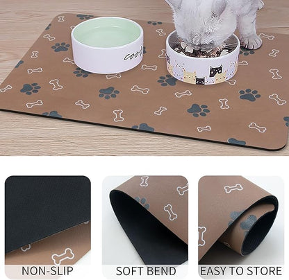 Pet Cat Dog Food Mat Non Slip Mat for Dog Water Bowl Mat Quick Dry Absorbent Cat Feeding Mat, 24 * 16.9 in, Black