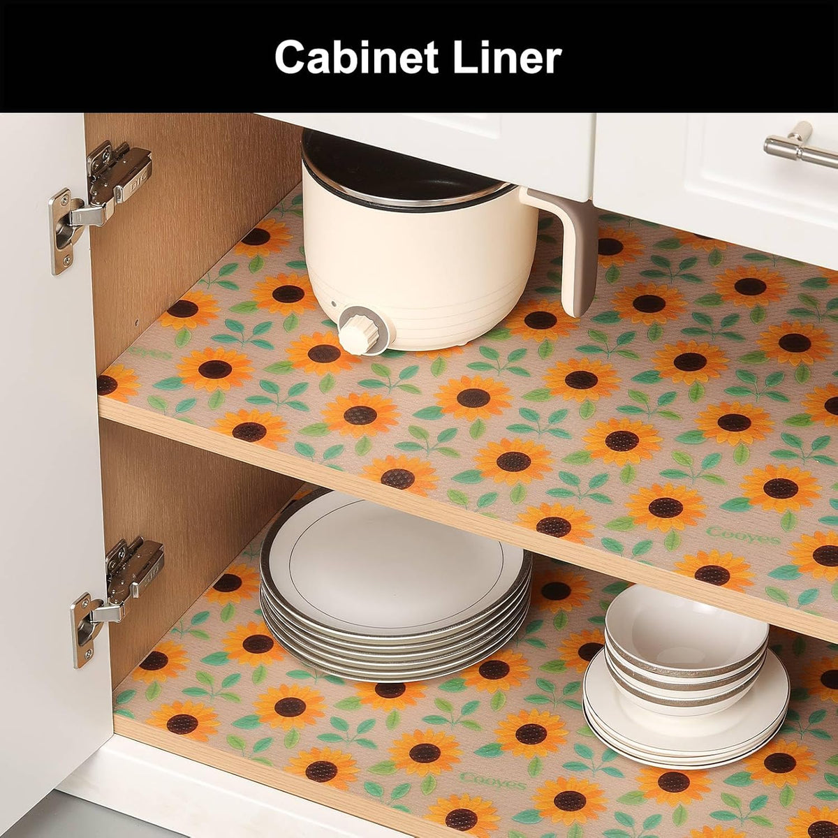 Cooyes Shelf Liner – Premium Non-Adhesive Cabinet & Drawer Liner for Kitchen – Waterproof Shelf Paper with Modern Pattern – Durable EVA Cabinet Mat – Easy to Cut （23.6" W x 360" L）