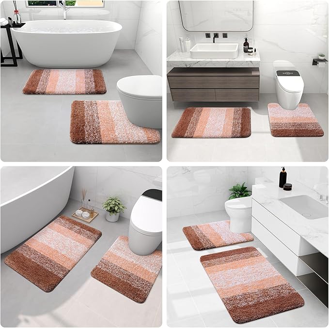 Arotive Microfiber Bathroom Rugs, Shaggy Soft and Absorbent Bath Rug, Non-Slip, Thick Plush Machine Washable Dry Bath Mats for Bathroom, Tub and Shower, 30x20, Orange, Rectangular