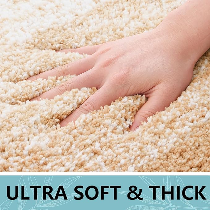 Arotive Microfiber Bathroom Rugs, Shaggy Soft and Absorbent Bath Rug, Non-Slip, Thick Plush Machine Washable Dry Bath Mats for Bathroom, Tub and Shower, 47x17, Beige, Rectangular