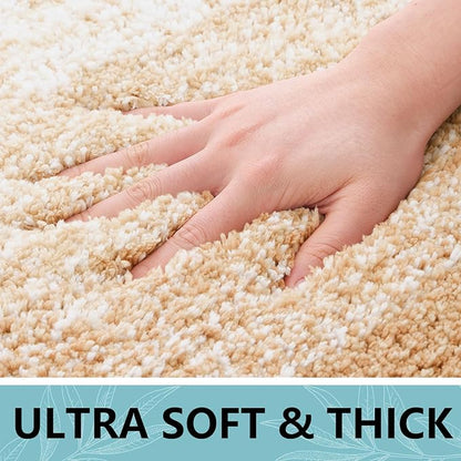 Arotive Microfiber Bathroom Rugs, Shaggy Soft and Absorbent Bath Rug, Non-Slip, Thick Plush Machine Washable Dry Bath Mats for Bathroom, Tub and Shower, 47x17, Beige, Rectangular