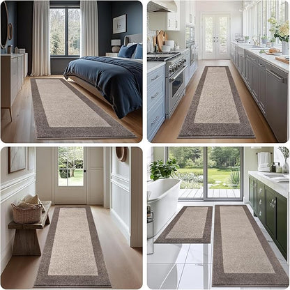DOMUSTEX Machine Washable Runner Rug 32" x 96", Non Slip Kitchen Mat for Floor, Absorbent Entryway Rug for Kitchen, Bedroom, Living Room, Hallway, Door (Roll Packing)