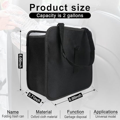 Amiss Foldable Trash Can, Collapsible Garbage Bag for Car, Hanging Waterproof Leakproof Storage Bag, Automotive Interior Accessories, Multifunctional (2 Gallon)