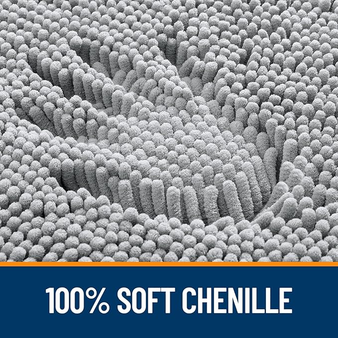 OLANLY Bathroom Rugs 40x32, Extra Soft Absorbent Chenille Bath Rugs, Rubber Backing Quick Dry, Machine Washable Bath Mats for Bathroom Floor, Tub and Shower, Home Decor Accessories, Light Grey