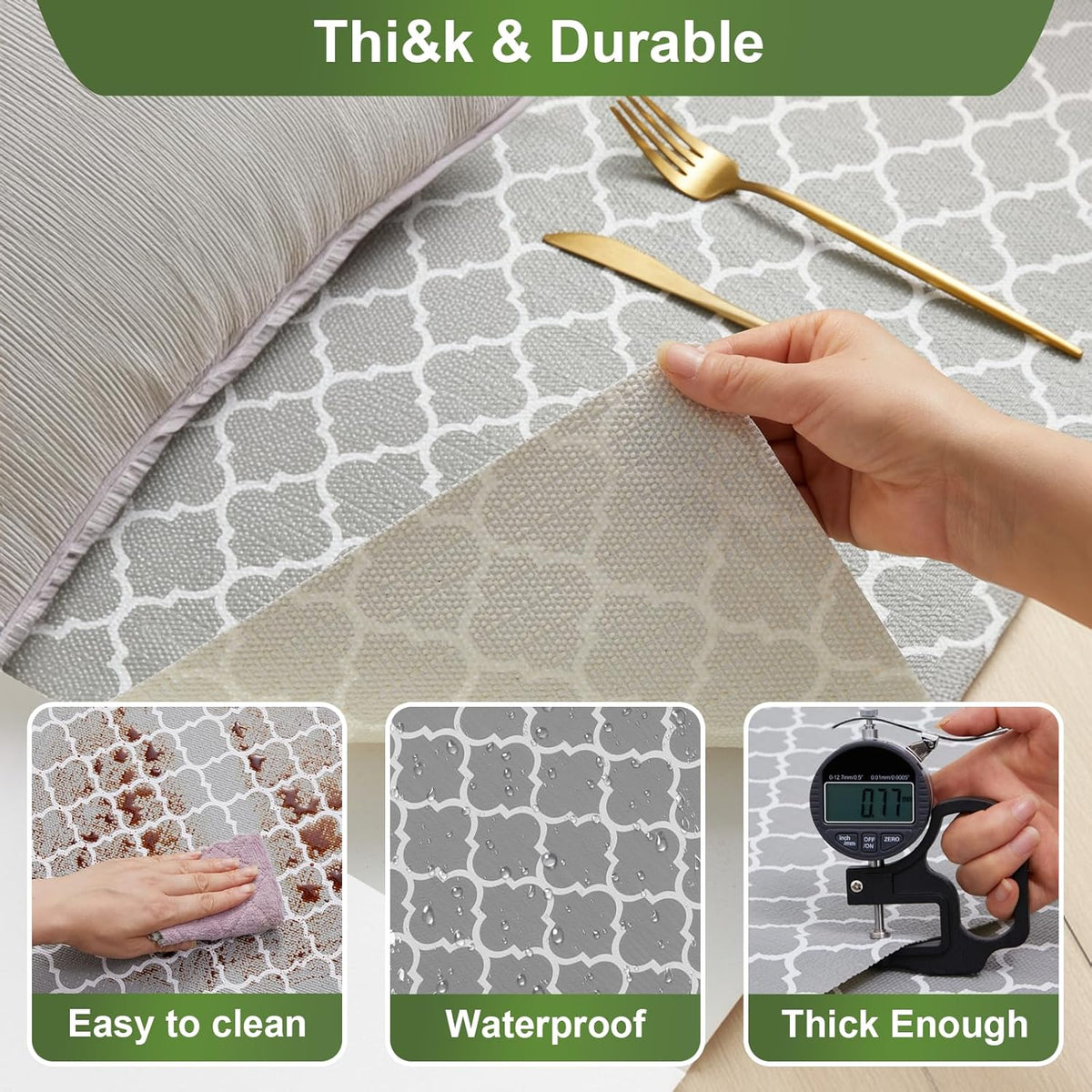 Moriah Shelf Liner for Kitchen Cabinet Non-Adhesive, Thickened Drawer Liner No Slip for Dresser Waterproof Cabinet Paper Liner for Bathroom Shelves Protects Surfaces(Grey,24'' x 20')