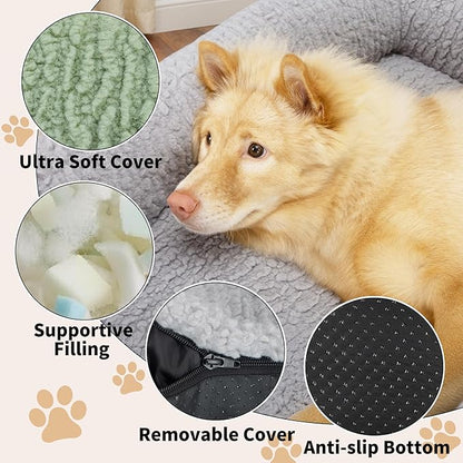 KHONSU PET Orthopedic Cat Sofa Bed - Large Plush Pet Couch for Indoor Cats, Washable Fluffy Dog & Kitty Lounge Chair with Removable Cover, Supportive Comfy Bed,30 Inch Pink