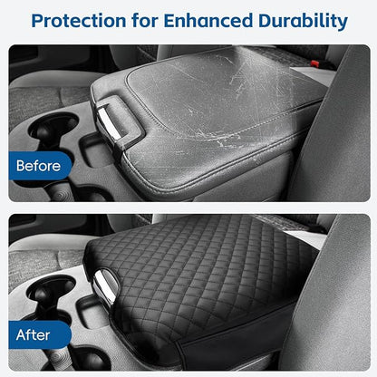 Center Console Cover Fit for 2018-2013 Dodge Ram 1500, 2013-2024 Ram 2500/3500/1500 Classic Model Thickened Leather Armrest Cover Cushion Center Lid Protector with Pockets (Jump Seat Only)
