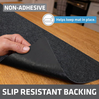 Drymate Premium Luxury Shelf & Drawer Liner, Thick Cushioned Fabric, Non-Adhesive, Absorbent, Waterproof, Slip-Resistant, Liners for Kitchen Cabinets, Cupboards (USA Made)(11”x50”)(2-Pack)(Charcoal)