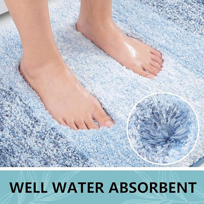 Arotive Microfiber Bathroom Rugs, Shaggy Soft and Absorbent Bath Rug, Non-Slip, Thick Plush Machine Washable Dry Bath Mats for Bathroom, Tub and Shower, 44x24, Light Blue, Rectangular