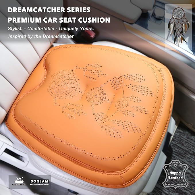 Comfort Dreamcatcher Car Seat Cushion Non-Slip - Relaxing, Optimal Support & Posture for Long Drive (Single Seat (Orange))