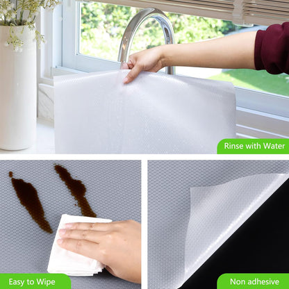 Shelf Liners for Kitchen Cabinet Refrigerator Liners Waterproof Kitchen Cupboard Liner Drawer Mats EVA Material Non Adhesive Fridge Mats for Shelves Clear 23.6 x 157.4 Inches