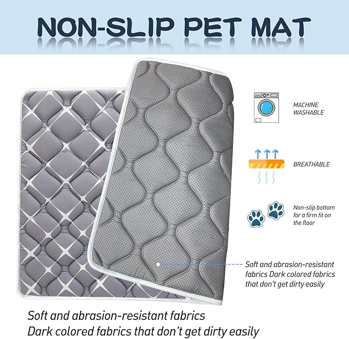 Bubble bear Dog Crate Mat - Ultra Soft, Washable & Anti-Slip Kennel Pad for Small/Medium/Large Dogs, Dark-Hued to Hide Stains (36"x23")