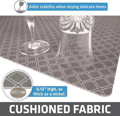 Drymate Premium Luxury Shelf & Drawer Liner, Thick Cushioned Fabric, Non-Adhesive, Absorbent, Waterproof, Slip-Resistant, Liners for Kitchen Cabinets, Cupboards (USA Made)(12”x59”)(2-Pack)(Taupe)