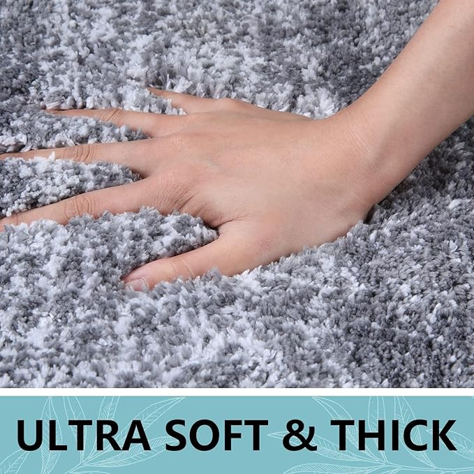 Arotive Microfiber Bathroom Rugs, Shaggy Soft and Absorbent Bath Rug, Non-Slip, Thick Plush Machine Washable Dry Bath Mats for Bathroom, Tub and Shower, 44x24, Grey, Rectangular