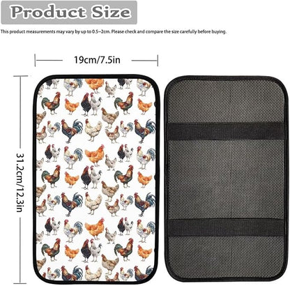 JoyLamoria Rooster Vehicle Center Console Cover Armrest Cover Pad Universal Fit Soft Comfort Center Console Armrest Cushion for Car Truck SUV