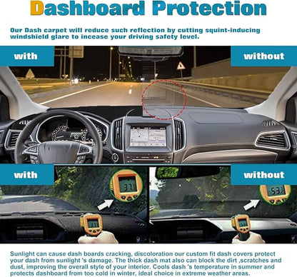 x xotic tech Center Console Dashboard Mat Pre-Cut Non-Slip Sunshield Sun Glare Protector Dash Carpet Pad Black Cover Compatible with Ford Edge 2015 2016 2017 2018 2019 2020 2021 2022 2023 2024 2025
