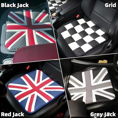 Universal British Flag Car Seat Cushion for MINI Cooper Compatible w/Clubman Countryman Cooper S J01 J05 U25 R/F Series Cooling Pad & Memory Foam (Grey)