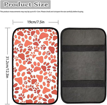 UNICEU Orange Dog Paw Car Center Console Cover Universal Fit Comfort Car Center Console Protector Universal Fit Arm Rest Cover Seat Storage Lid Covers for Women Men
