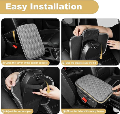 Center Console Cover Fit for TLX: Scratch and Wear Resistant Console Cover Leather with 2 Storage Bags -Upgraded Armrest Coverfor Car,Anti-Scratch Auto Armrest Pad Accessory （Black