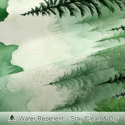 Litabel Green Small Stall Misty Pine Forest Shower Curtain 36 x 72, Mountain Foggy Woodland Scenery Tree Narrow Half Size Shower Curtains for Bathroom, Abstract Waterproof Nature-Themed Decor