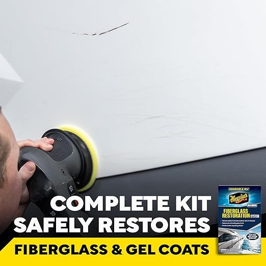 Meguiar’s Marine/RV Fiberglass Restoration System, M4965, 3-Piece Fiberglass Repair Kit with Oxidation Remover, High-Gloss Boat Polish and Wax, Christmas Gift Ideas for Car Dads