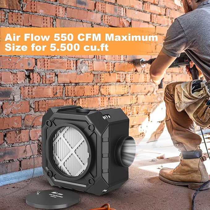 M-T Air Scrubber with 3 Stage Filtration, Stackable Negative Air Machine