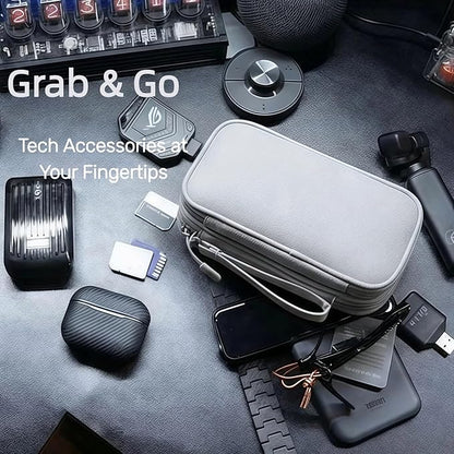 Portable Waterproof Double Layers All-in-One Storage Bag, Travel Cord Organizer，Electronics Accessories Organizer Pouch Bag for Accessories,Charger, USB Cable, Gadget (grey)