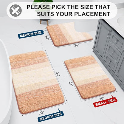 Arotive Microfiber Bathroom Rugs, Shaggy Soft and Absorbent Bath Rug, Non-Slip, Thick Plush Machine Washable Dry Bath Mats for Bathroom, Tub and Shower, 47x24, Peach, Rectangular