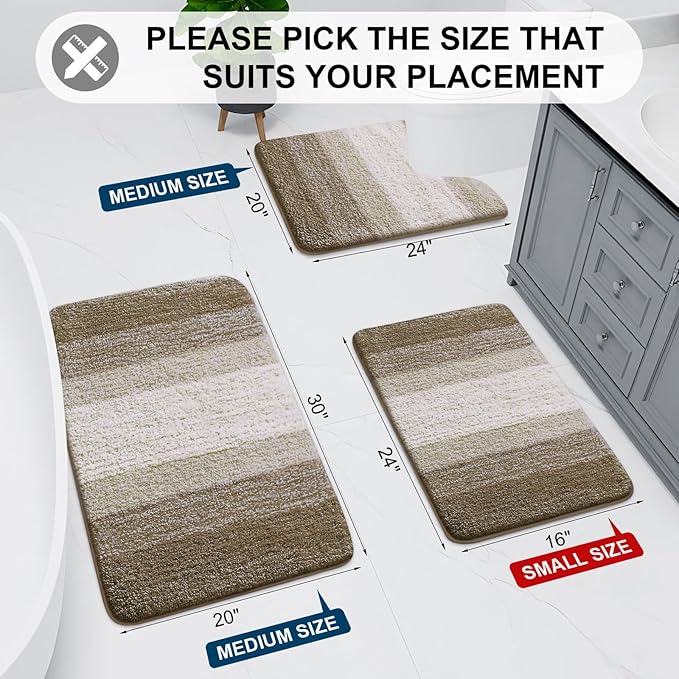 Arotive Microfiber Bathroom Rugs, Shaggy Soft and Absorbent Bath Rug, Non-Slip, Thick Plush Machine Washable Dry Bath Mats for Bathroom, Tub and Shower, 36x24, Coffee, Rectangular