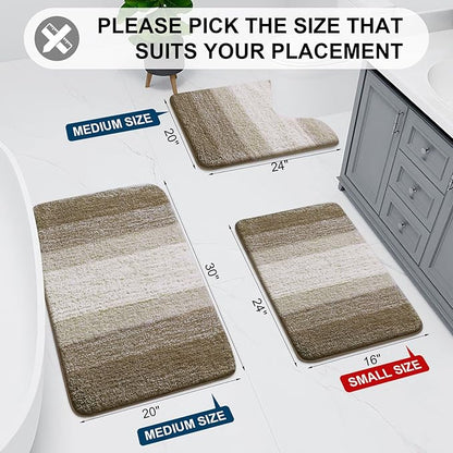 Arotive Microfiber Bathroom Rugs, Shaggy Soft and Absorbent Bath Rug, Non-Slip, Thick Plush Machine Washable Dry Bath Mats for Bathroom, Tub and Shower, 30x20, Coffee, Rectangular