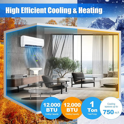 RELAX4LIFE Mini Split Ac/Heating System, 12000 BTU Ductless Mini Split Air