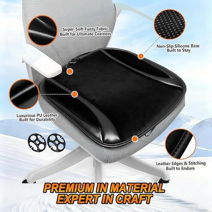 Fuzzy Car Seat Cushion, Comfortable Soft Fur Seat Cushion for Car Truck SUV Van, Universal (Black-1PCS-Winter)