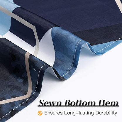 Litabel Modern Long Shower Curtain for Bathroom, Blue Geometric Art Decor Waterproof Bath Curtain, Abstract Fabric Shower Curtain Sets for Home Decor, 72x78 Inch