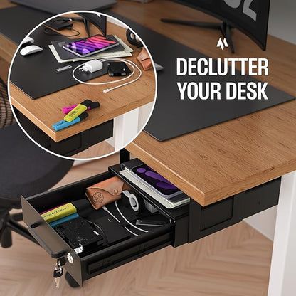 Under Desk Drawer Slide-Out – Lockable Metal Storage Drawer