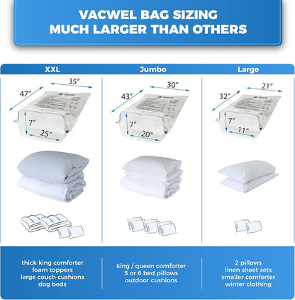 3-Pack XXL,Vacuum Storage Bags,Space Saver Bags for Clothes Storage – XL Comforters,Mattress Topper,3x XXL Bags (47x35in),Bonus 1x Large Bag (32x21in)