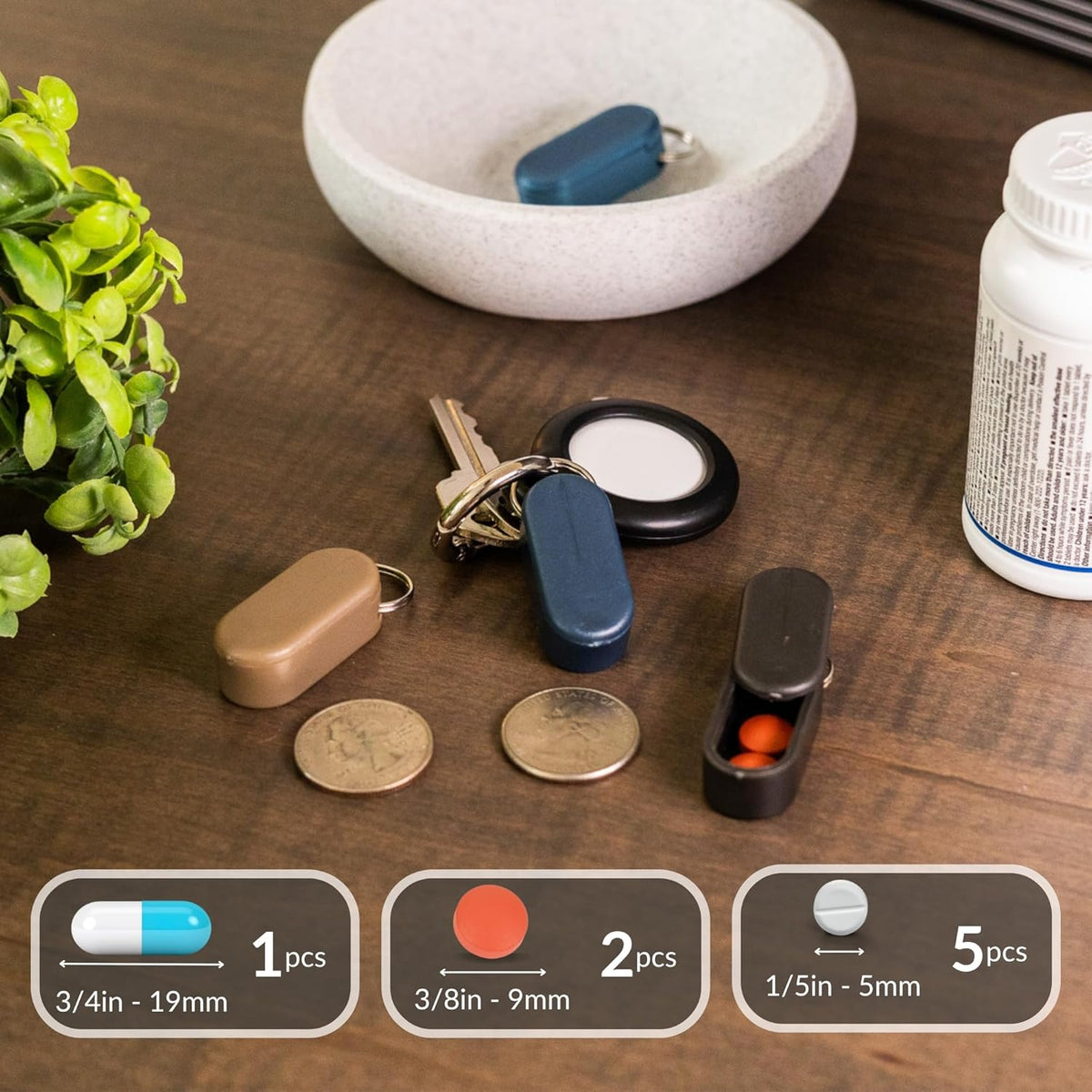 Magnetic Keychain Pill Holder - Compact, Durable, Lightweight with Sleek Minimalist Design - Secure, Discrete, Portable Pill Holder Keychain for Everyday Use (Midnight)