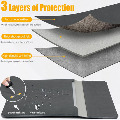 HYZUO 15 Inch Laptop Sleeve Case with Stand for MacBook Air 15 M4 A3241 M3 A3114 M2 A2941 2025-2023, 15" Surface Laptop 7/6/5/4, MacBook Pro 15 A1990 A1707 2019-2016, with Pouch, Space Gray