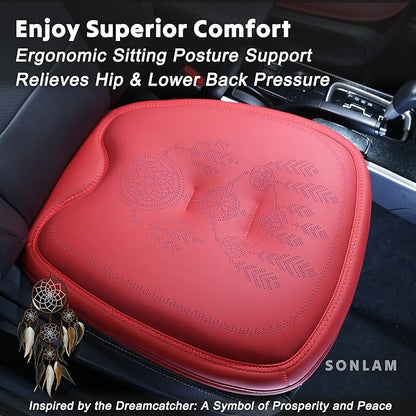 Comfort Dreamcatcher Car Seat Cushion Non-Slip - Relaxing, Optimal Support & Posture for Long Drive (Single Seat (Red))