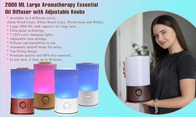 BlueHills Premium 2000 ML XL Large Essential Oil Diffuser Aromatherapy