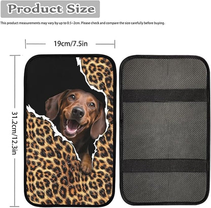 Dachshund Dog Car Center Console Cover for Women Non Slip Decorative Armrest Cushion Cover Cute Dog Automotive Decorations for Cars Vehicles SUV, Easy to Install