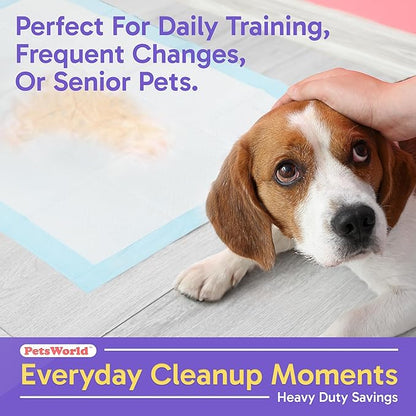PETSWORLD Puppy Pads, 23x36 Inch, 100 Count - Puppy Pee Pads for Dogs, Tear Resistant, Economy Value, Super-Absorbent Polymer Gel Core, Perfect for Puppies, Smaller Dogs